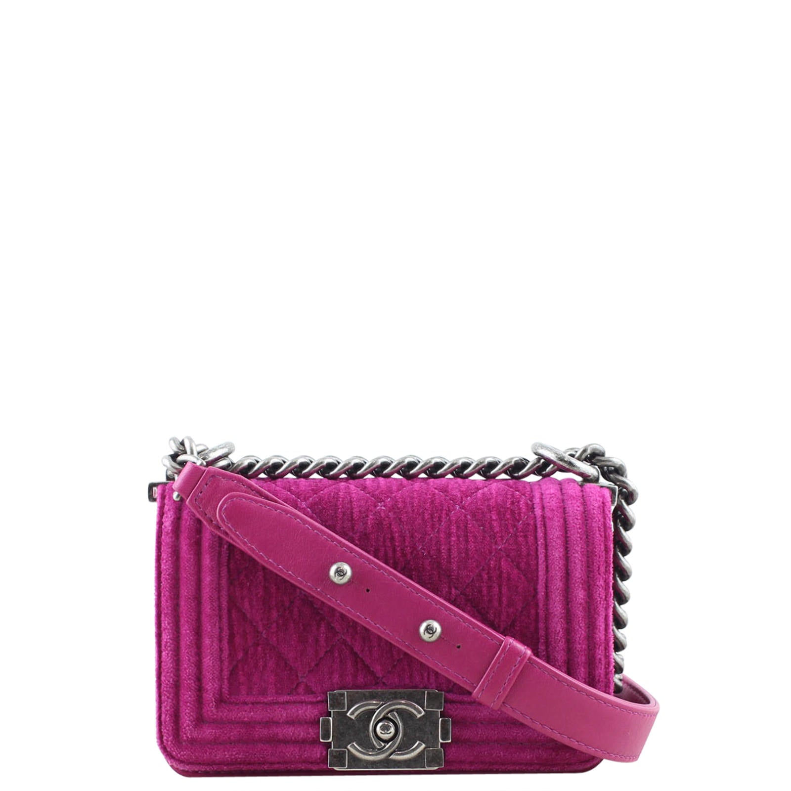 Chanel Boy Velvet Handbag Mini Mini Bag