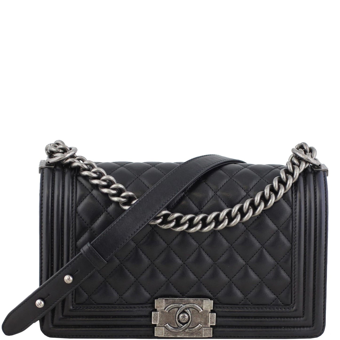 Chanel Boy Bag Old 24 Series Black Medium Handbag