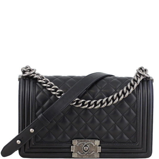 Chanel Boy Bag Old 24 Series Black Medium Handbag