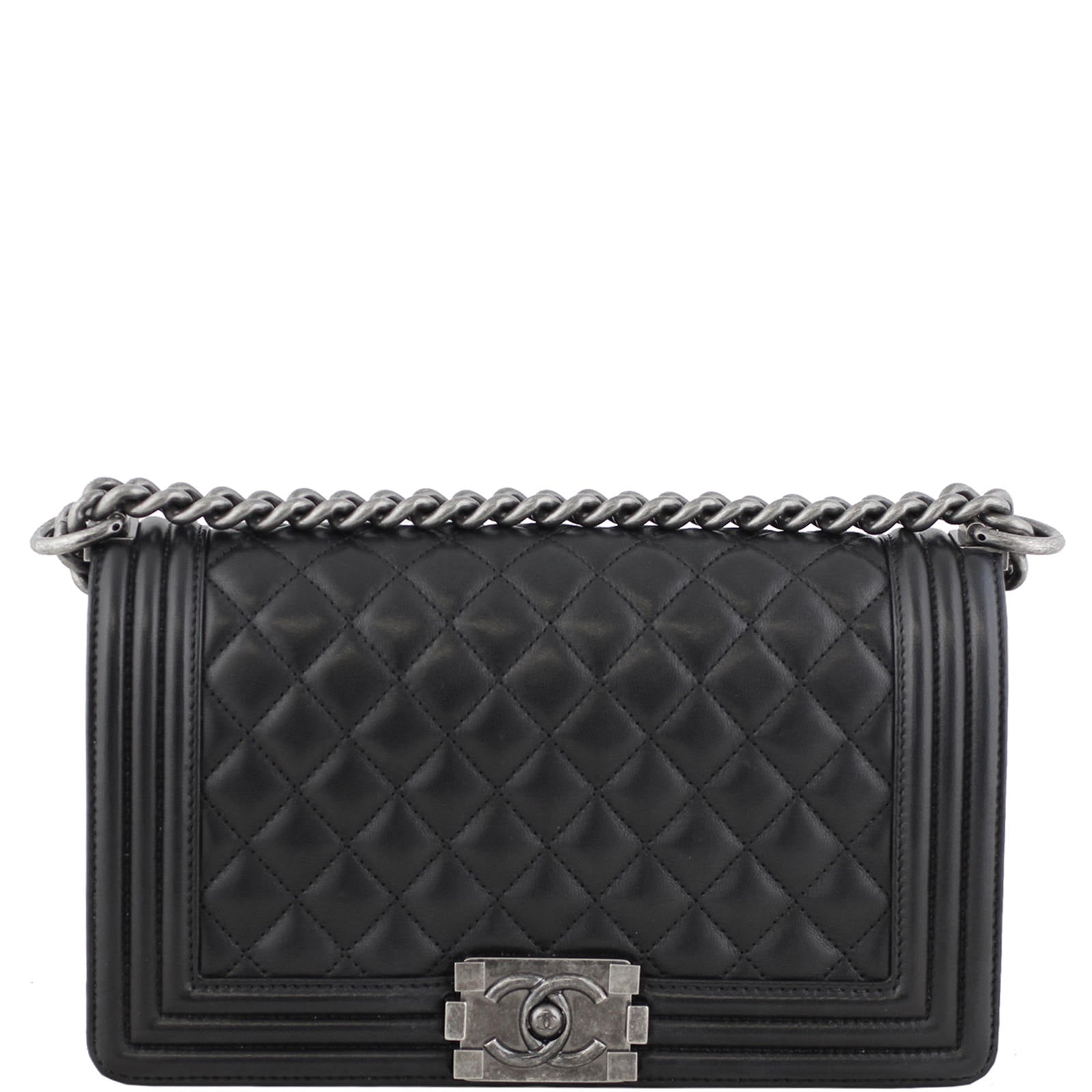 Chanel Boy Bag Old 24 Series Black Medium Handbag