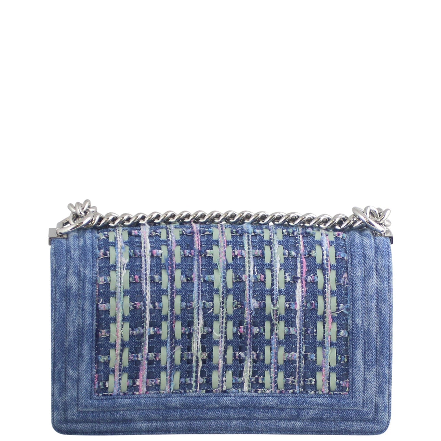 Chanel Tweed and Boy Old Handbag Denim Medium