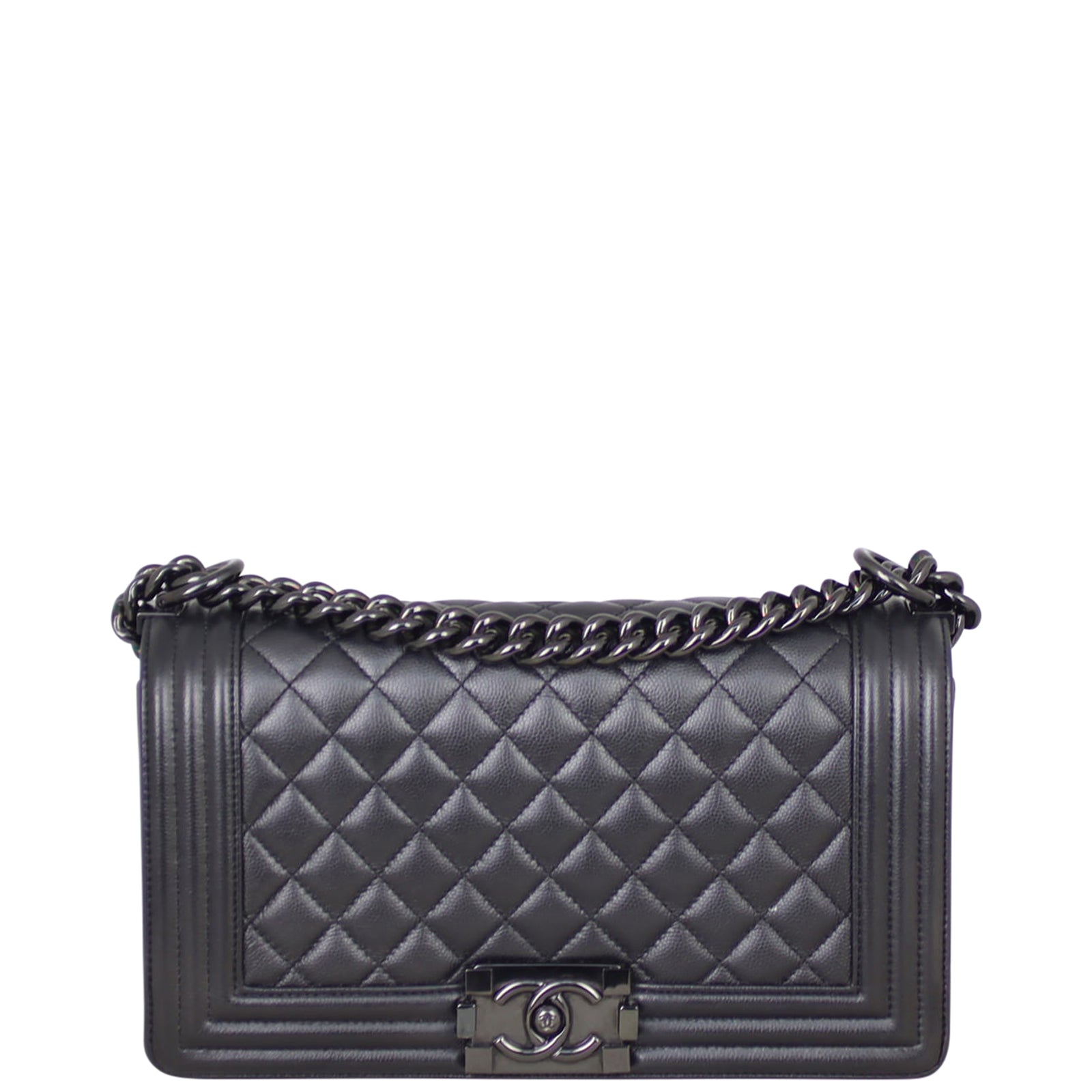 Chanel Boy Old Hardware Handbag Black Medium