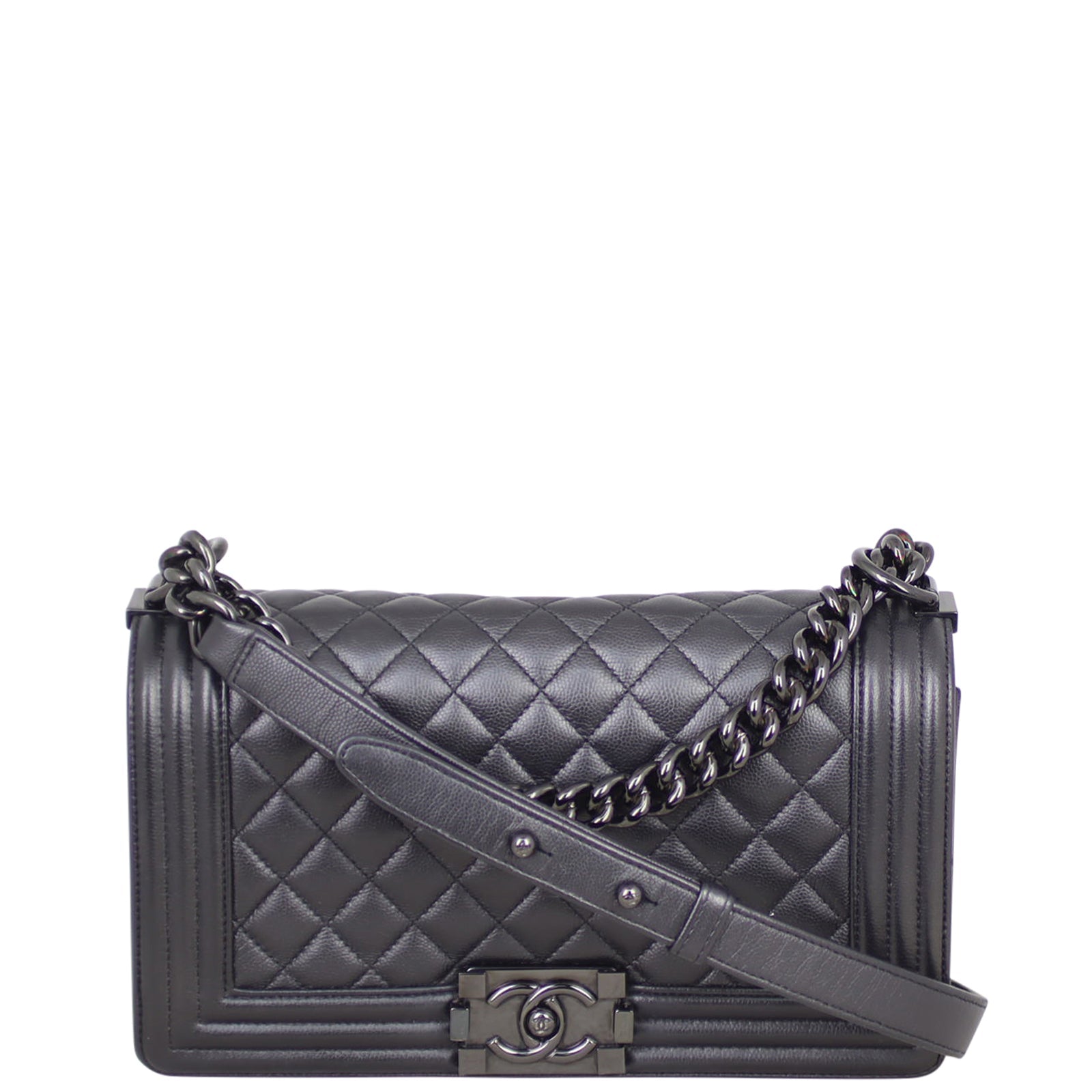 Chanel Boy Old Hardware Handbag Black Medium