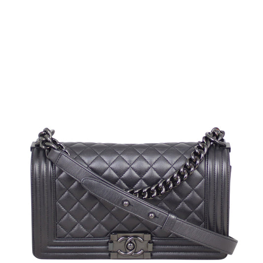 Chanel Boy Old Hardware Handbag Black Medium