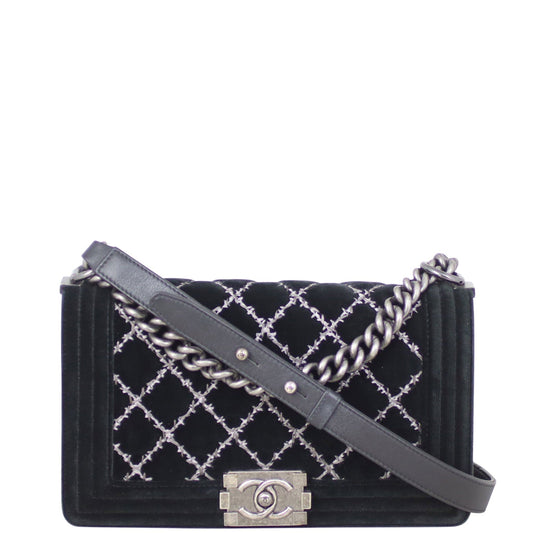 Chanel Boy Old Velvet Handbag Medium