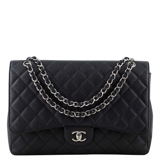 Chanel Classic Single Maxi Caviar 13 Series Handbag Black Flap