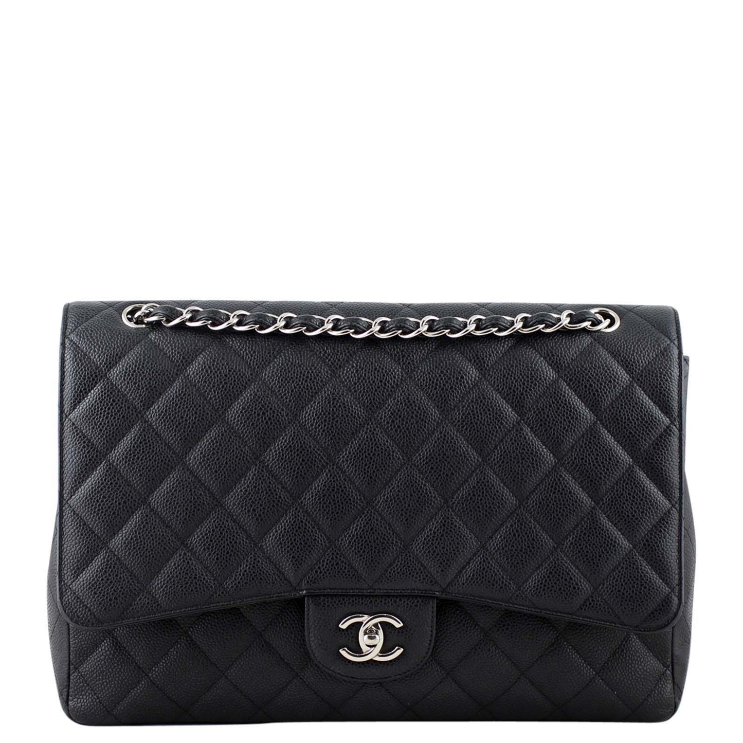 Chanel Classic Single Maxi Caviar 13 Series Handbag Black Flap