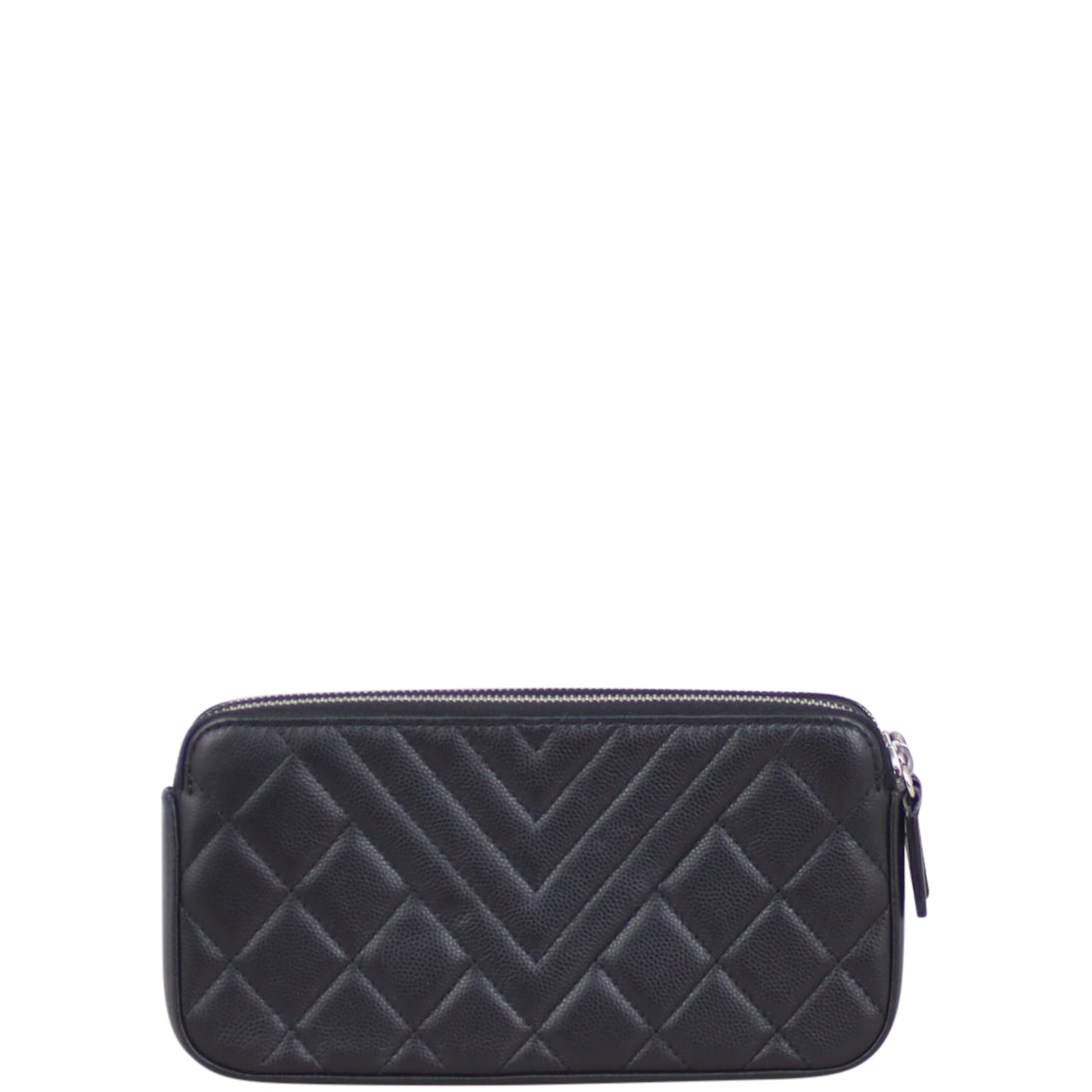 Chanel CC Double Zip Clutch with Black Chain Clutch Bag