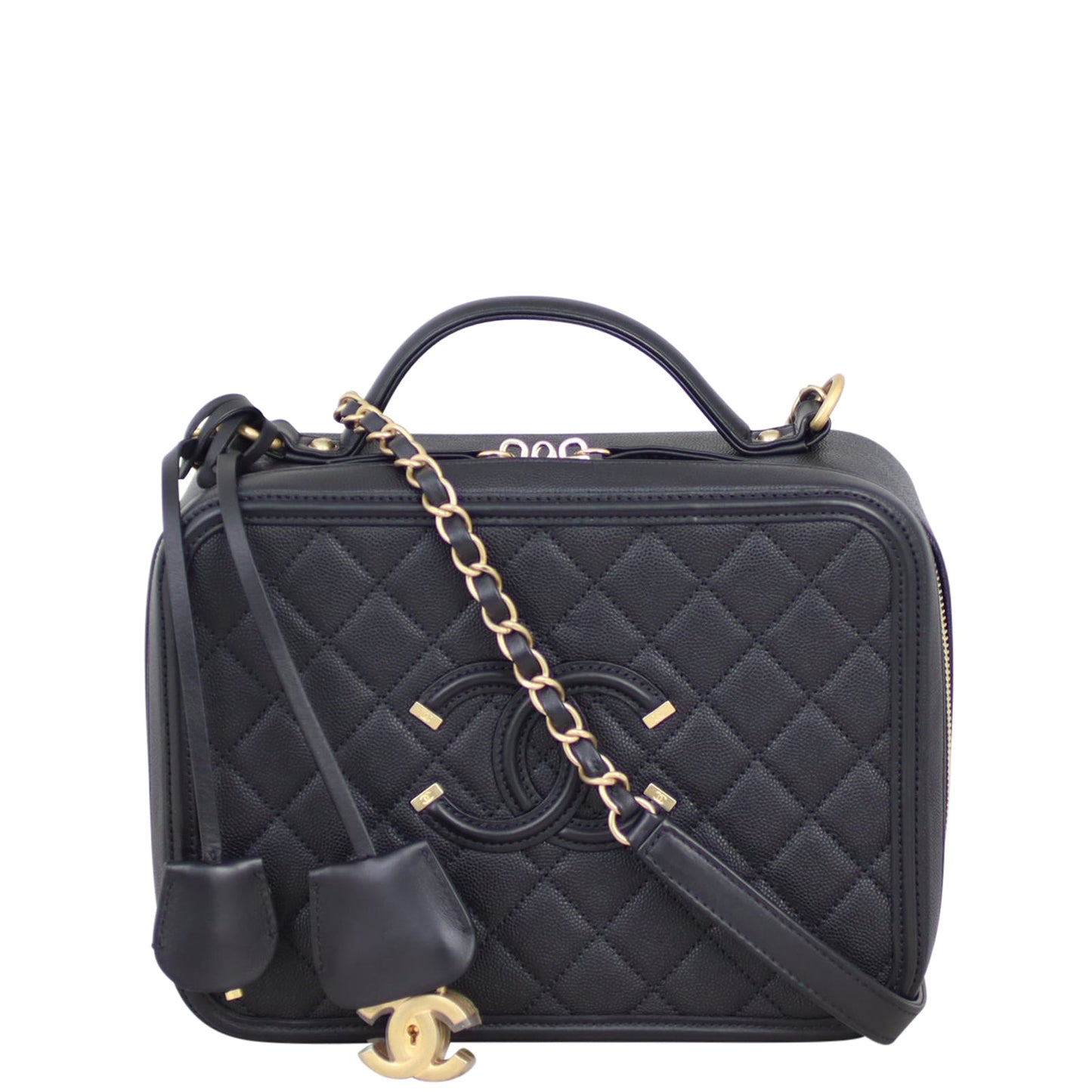 Chanel CC Filigree Vanity Case Handbag Large
