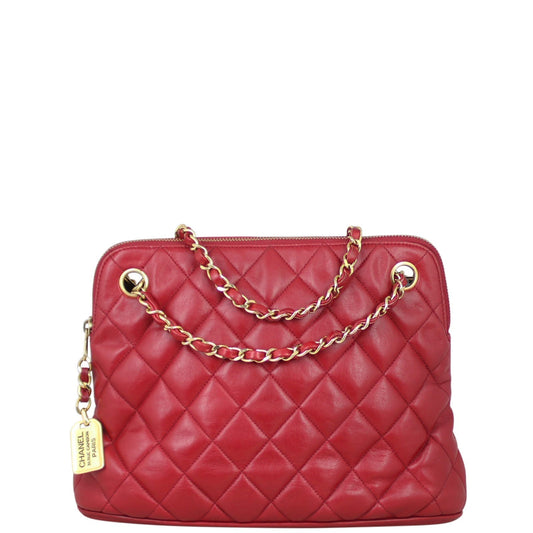 Chanel CC Tote Bag Deep Quilted Red