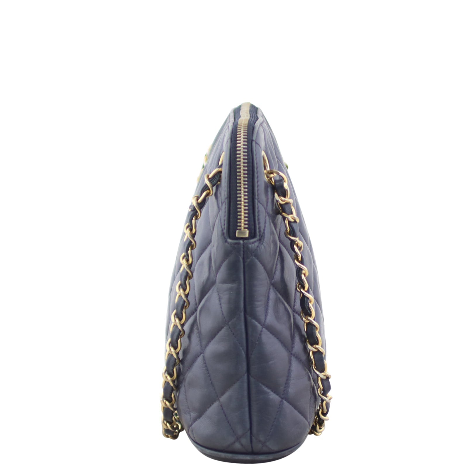 Chanel CC Tote Bag Navy Quilted Blue