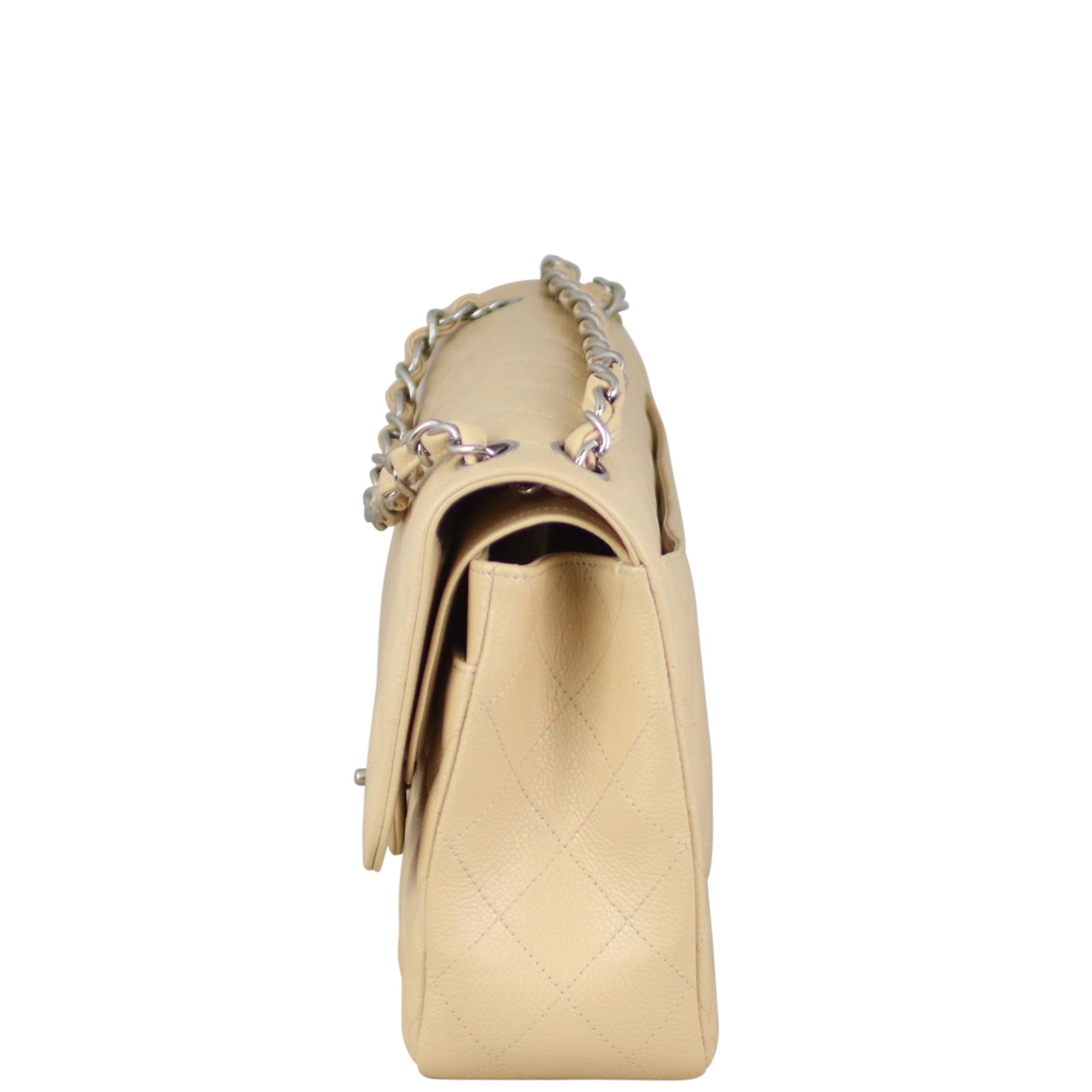 Chanel Classic Double Jumbo Caviar Handbag Beige Flap