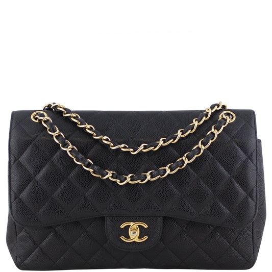 Chanel Classic Double Jumbo Caviar Handbag Flap