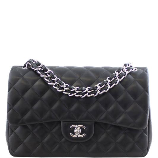 Chanel Classic Double Jumbo Lambskin 19 Series Handbag Black Flap