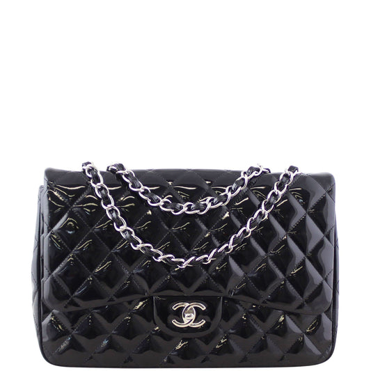 Chanel Classic Single Jumbo Patent 13 Series Handbag Black Flap