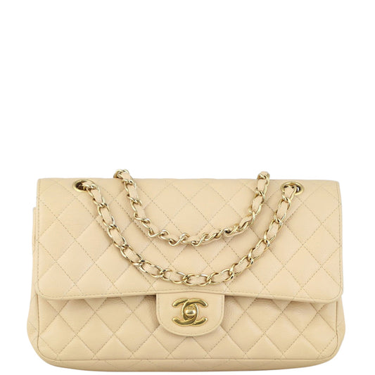 Chanel Classic Double 13 Series Handbag Beige Medium