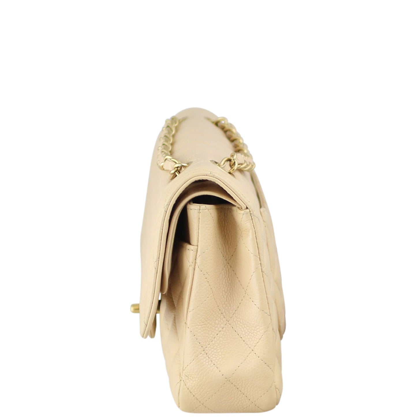 Chanel Classic Double 13 Series Handbag Beige Medium