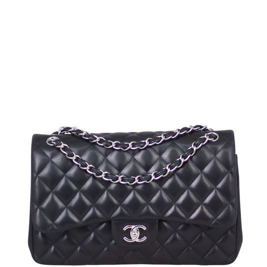 Chanel Classic Double Jumbo Lambskin 15 Series Handbag Black Flap