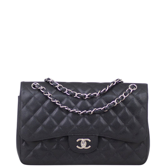 Chanel Classic Double Jumbo 15 Series Handbag Black Flap