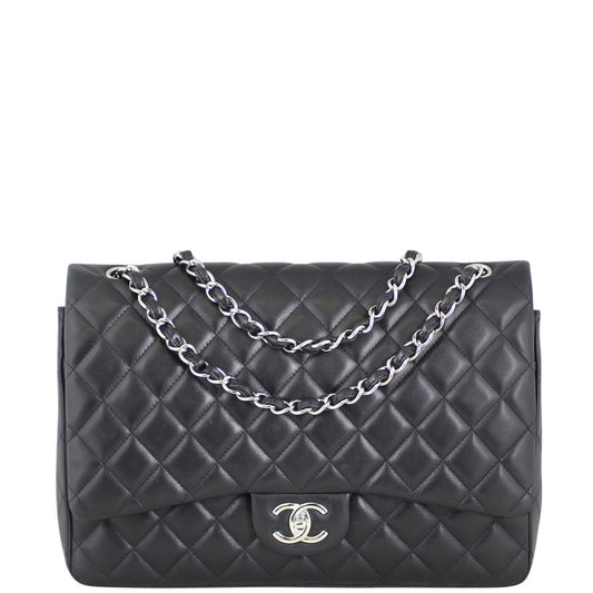 Chanel Classic Double Maxi Lambskin 14 Series Handbag Black Flap