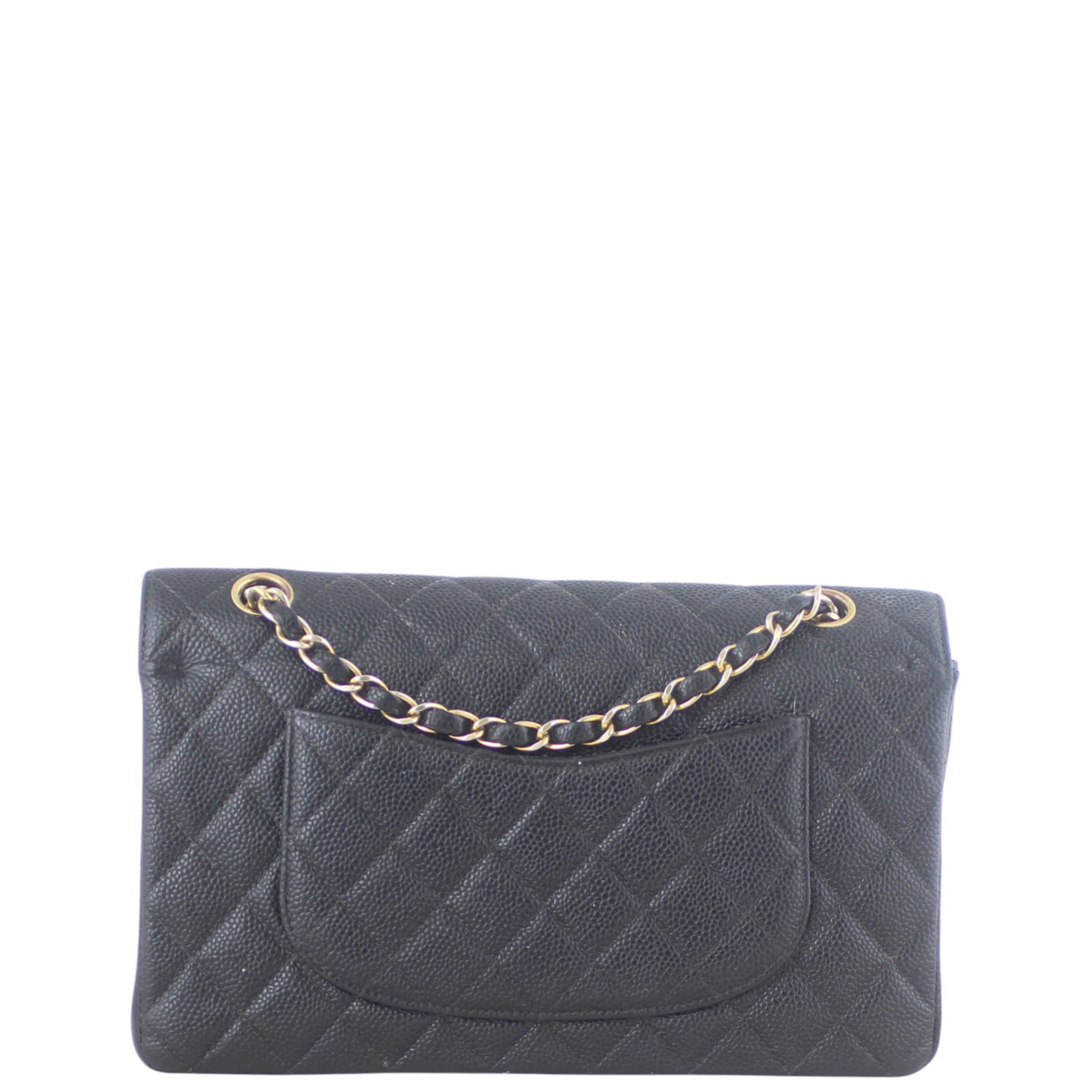Chanel Classic Double Flap Caviar Hardware Double Chain Black Gold Handbag