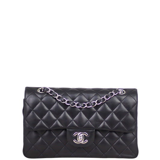 Chanel Classic Double Hardware 15 Series Handbag Silver Small