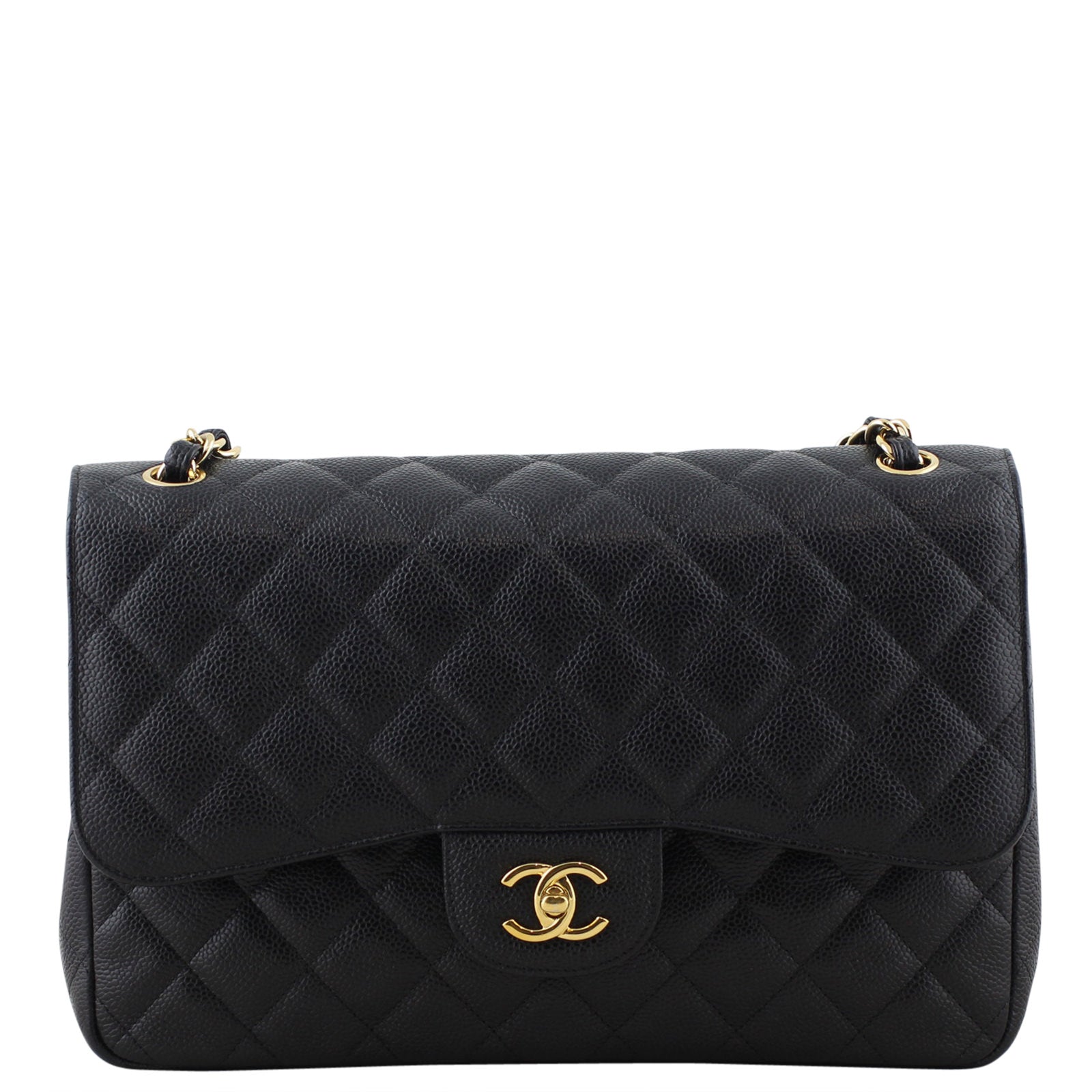 Chanel Classic Double Jumbo 14 Series Handbag Black Flap