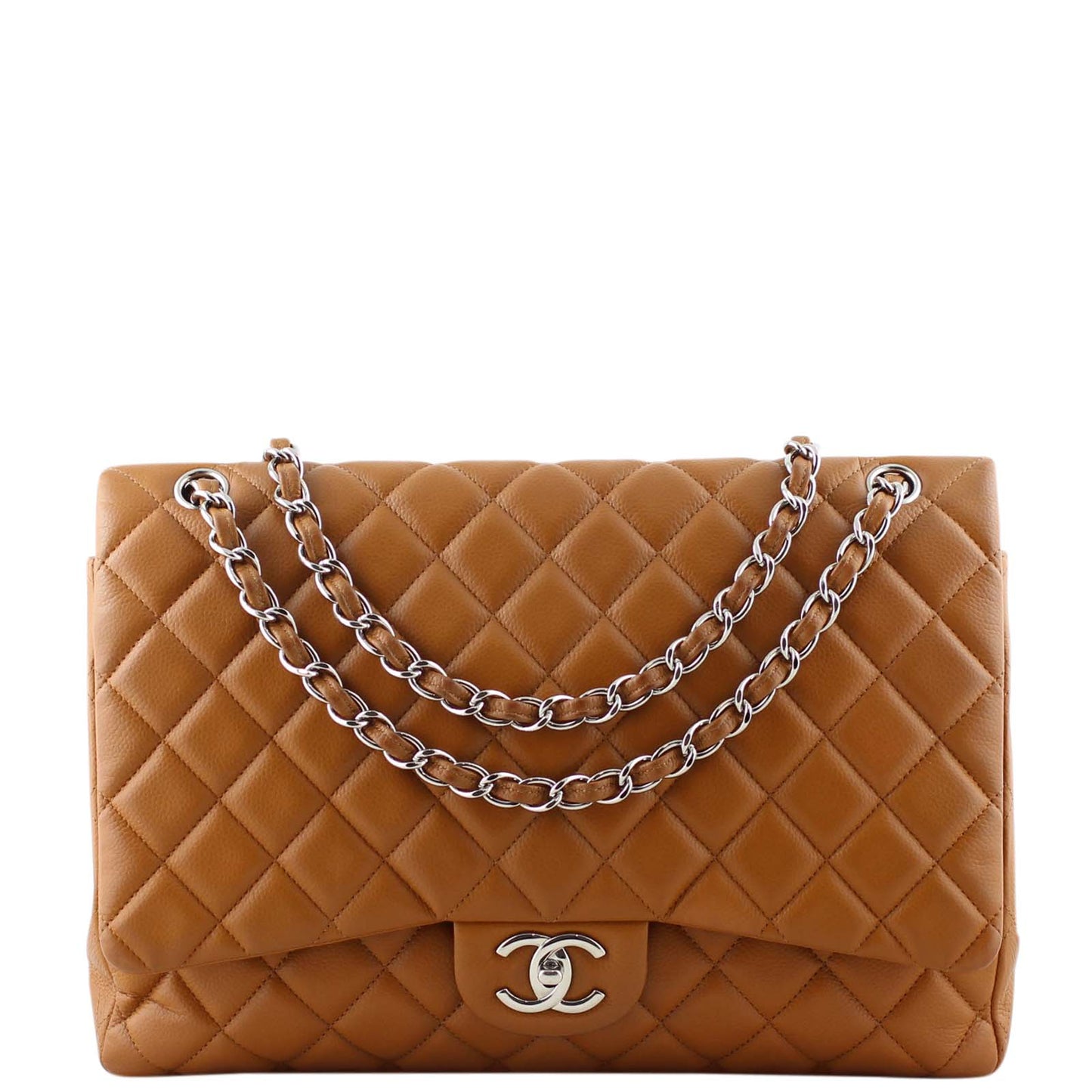 Chanel Classic Double Maxi Handbag Tan Flap