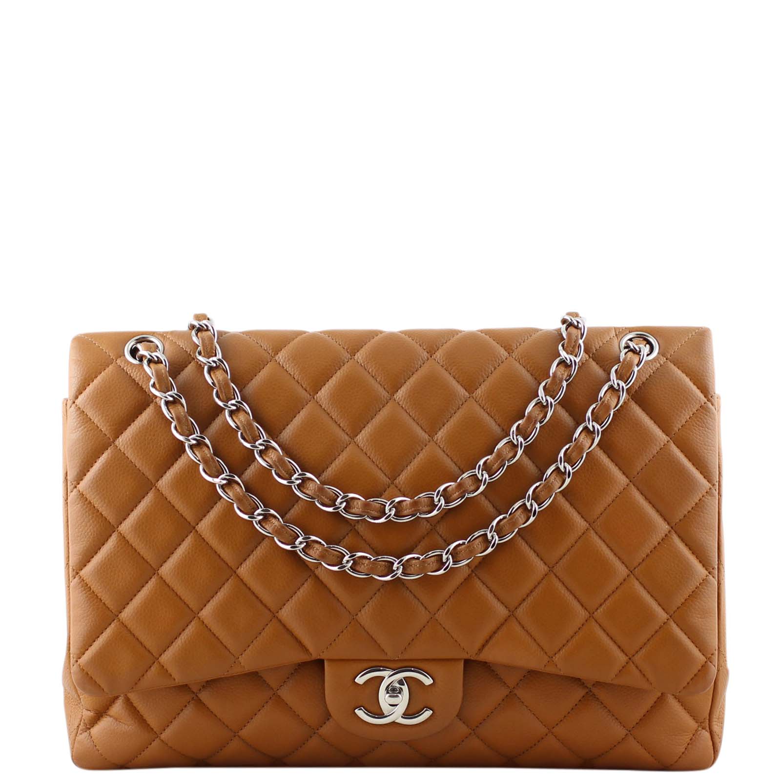 Chanel Classic Double Maxi Handbag Tan Flap