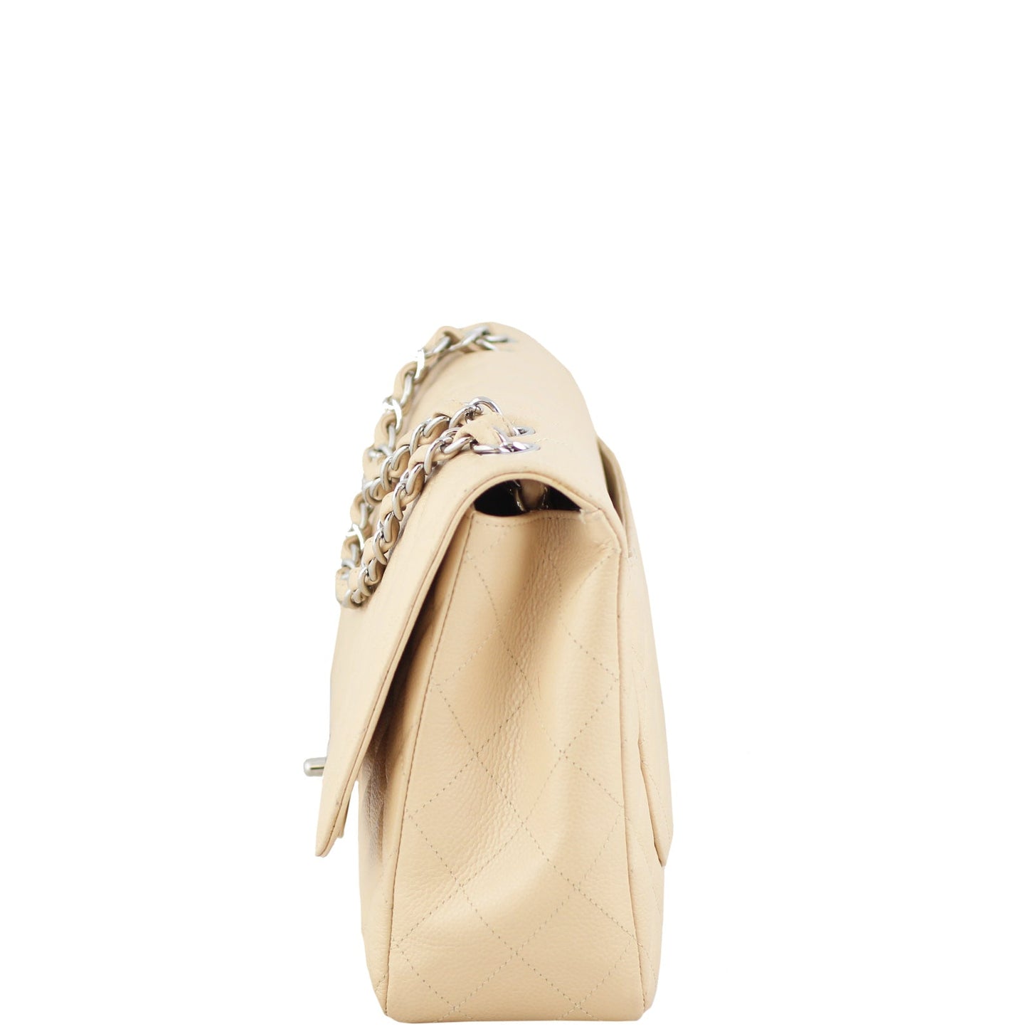 Chanel Classic Single Jumbo Nude Handbag White Beige