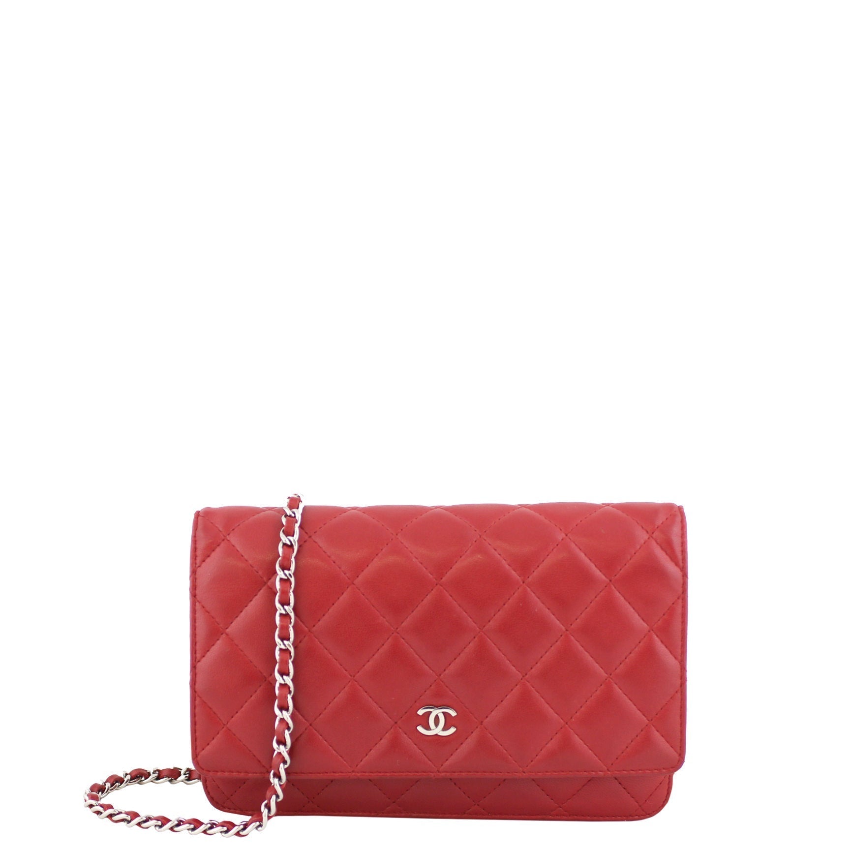 Chanel Classic Wallet on Handbag Red Chain