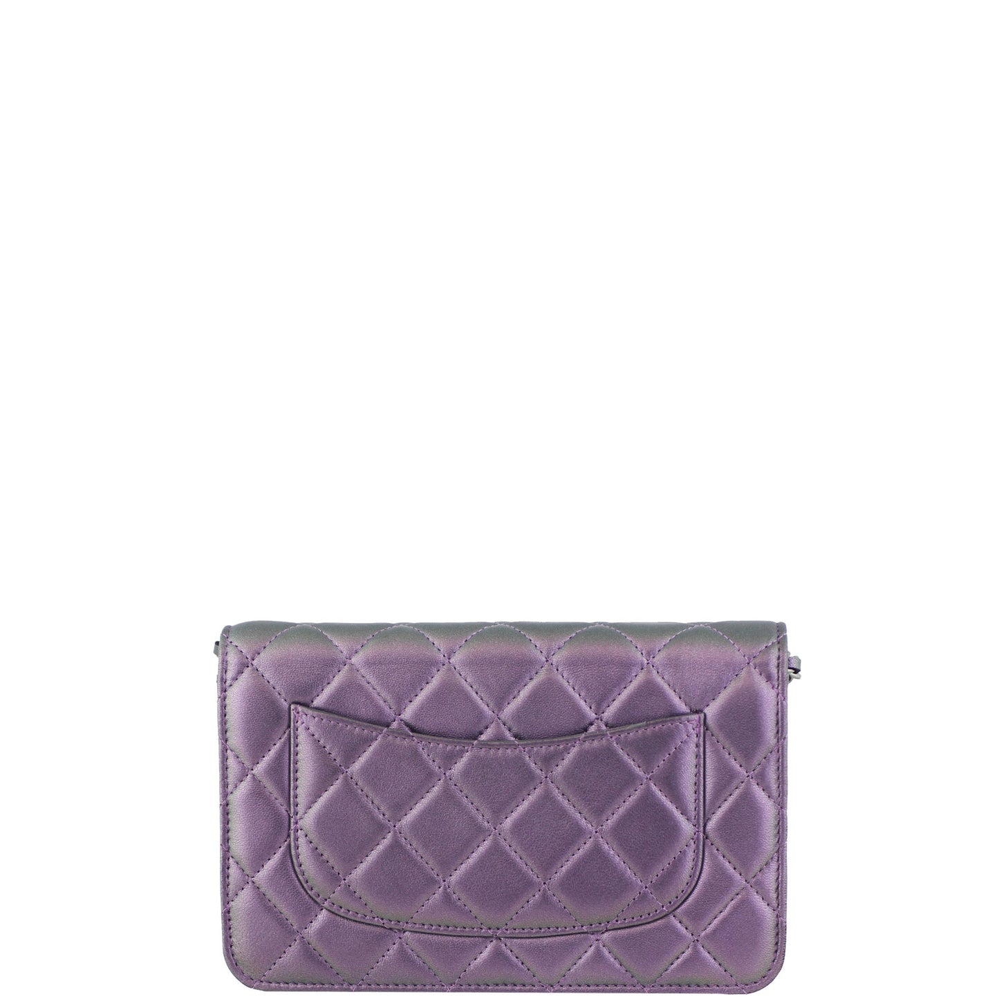 Chanel Classic Wallet On Iridescent Purple And Handbag Green Chain