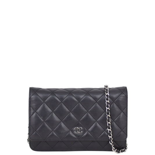 Chanel Classic Wallet on Lambskin Handbag Leather Black
