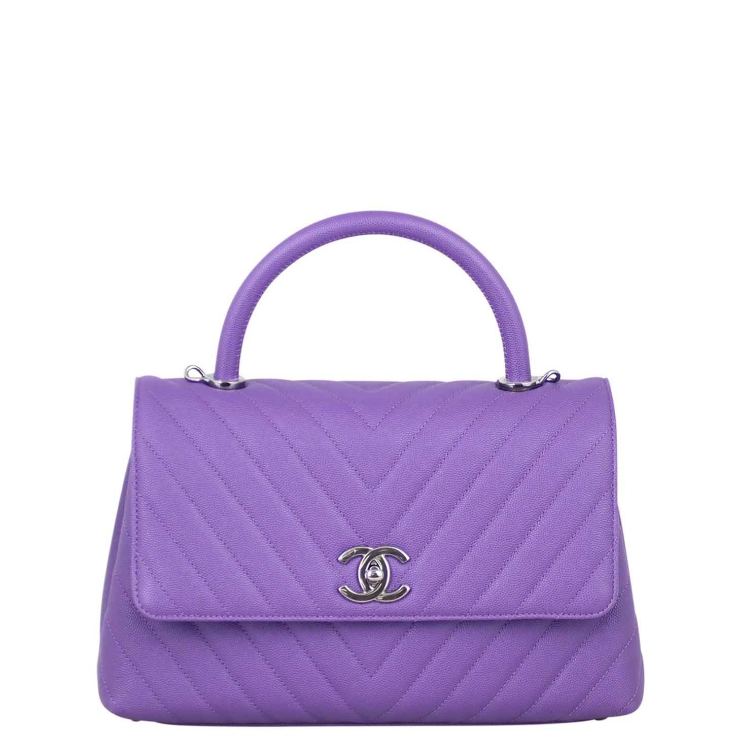 Chanel Coco Top Handle Bag Rich Purple Medium Handbag