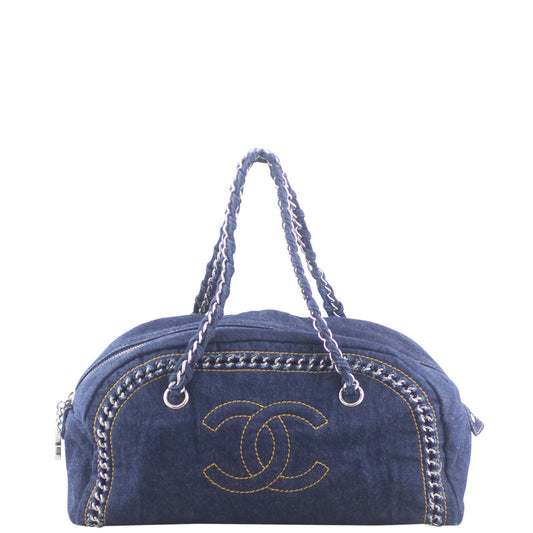 Chanel Luxe Ligne Bowler Handbag Denim