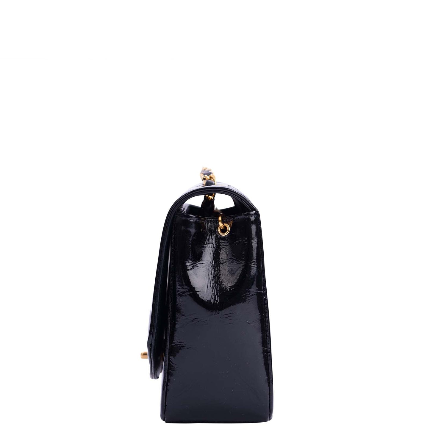 Chanel Diana Patent Bag GHW Quilted Black Handbag