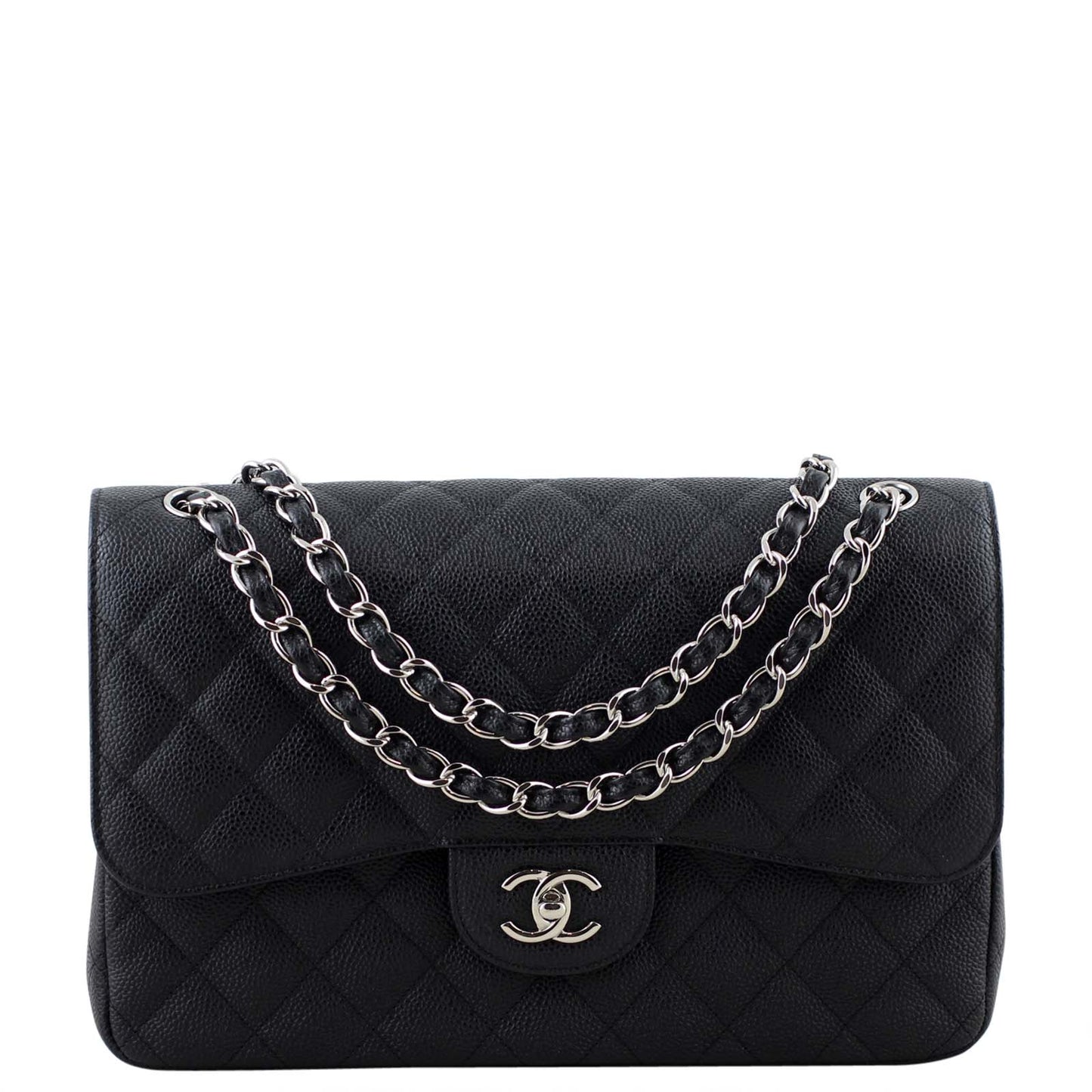 Chanel Classic Double Jumbo SHW 16 Series Handbag Black Flap