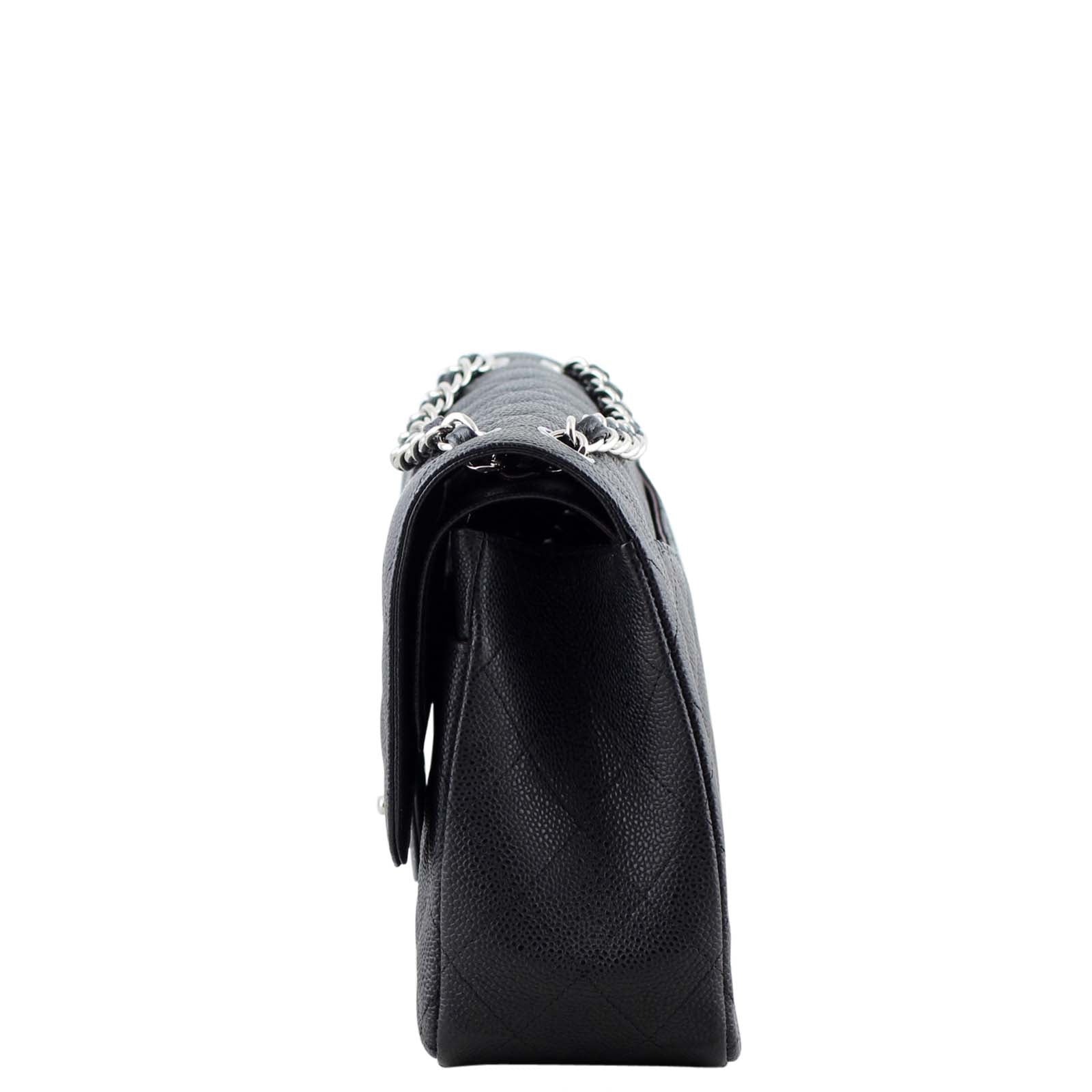 Chanel Classic Double Jumbo SHW 16 Series Handbag Black Flap