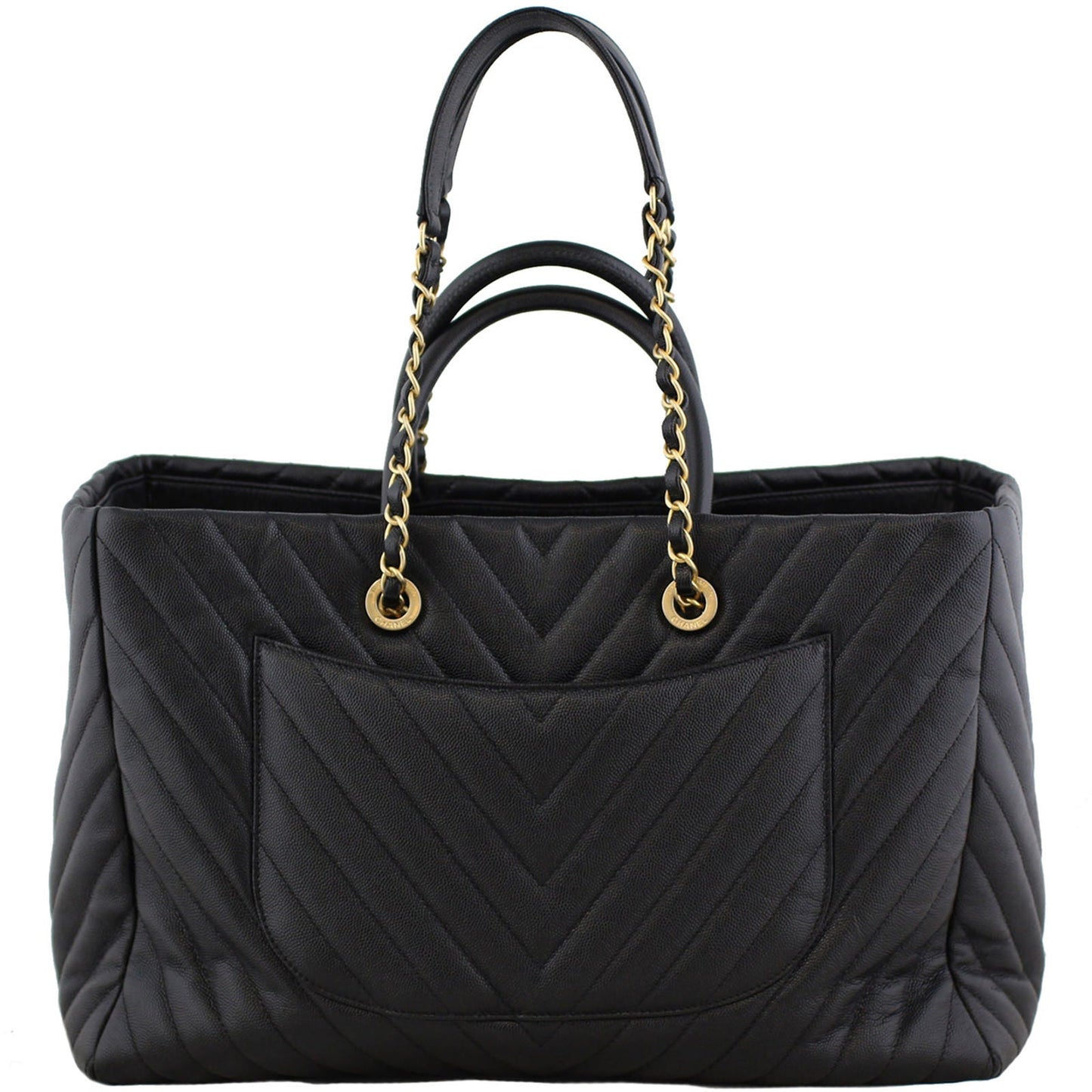 Chanel Chevron Shopping Bag Large Handbag