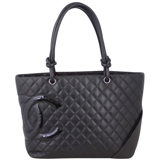 Chanel Ligne Cambon Tote Lambskin Black Large Tote Bag