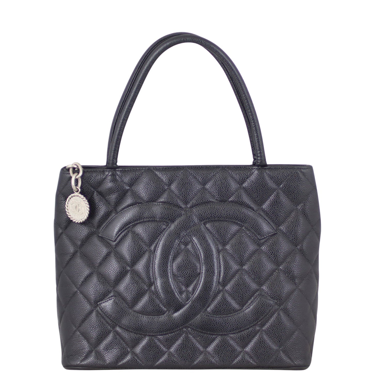 Chanel Medallion Tote Antiqued Zip Silver Tote Bag