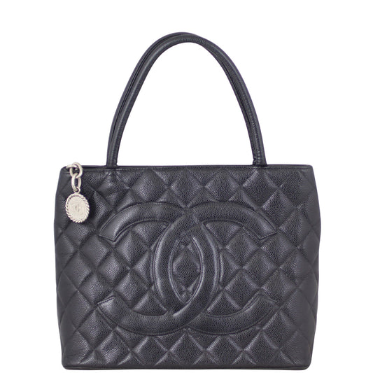 Chanel Medallion Tote Antiqued Zip Silver Tote Bag