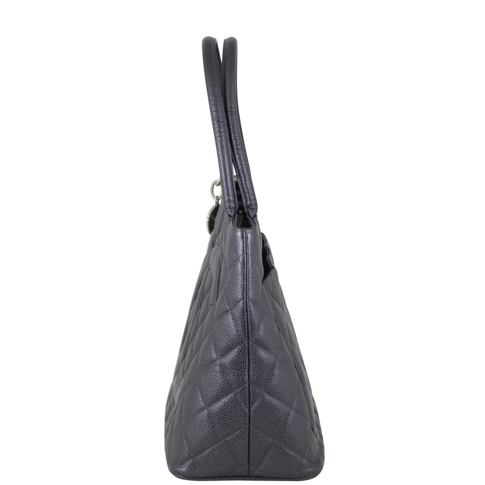 Chanel Medallion Tote Antiqued Zip Silver Tote Bag
