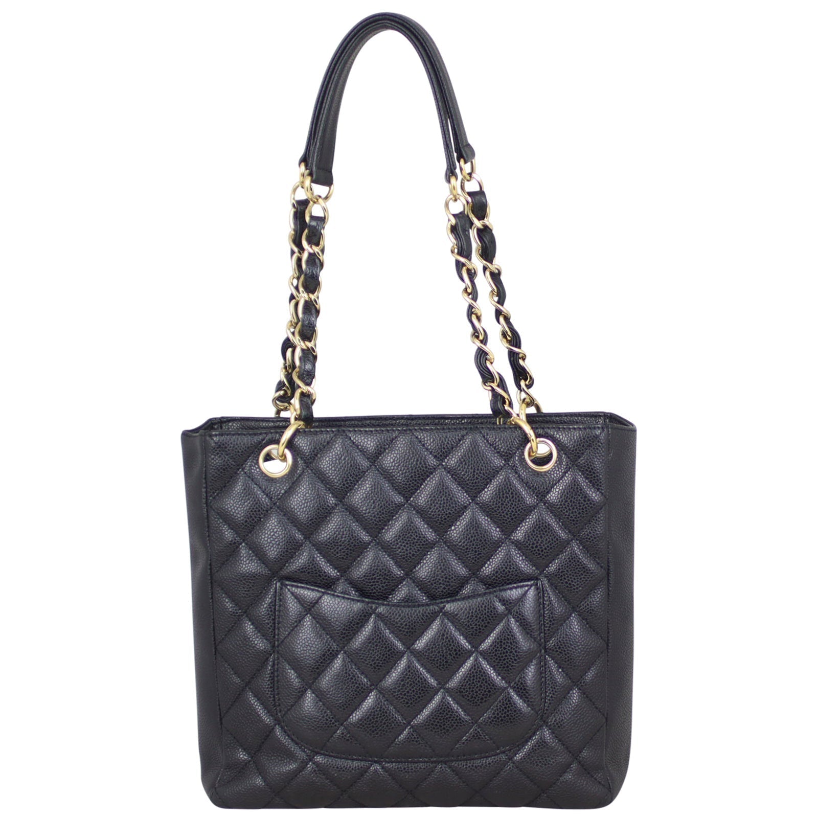 Chanel Petite Shopping Tote Hardware Gold Tote Bag