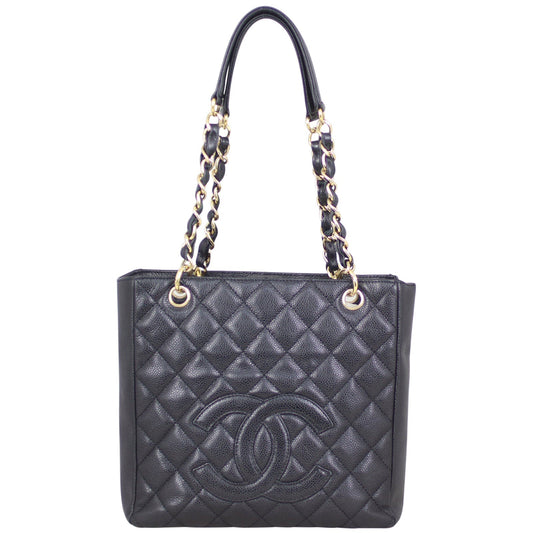 Chanel Petite Shopping Tote Hardware Gold Tote Bag