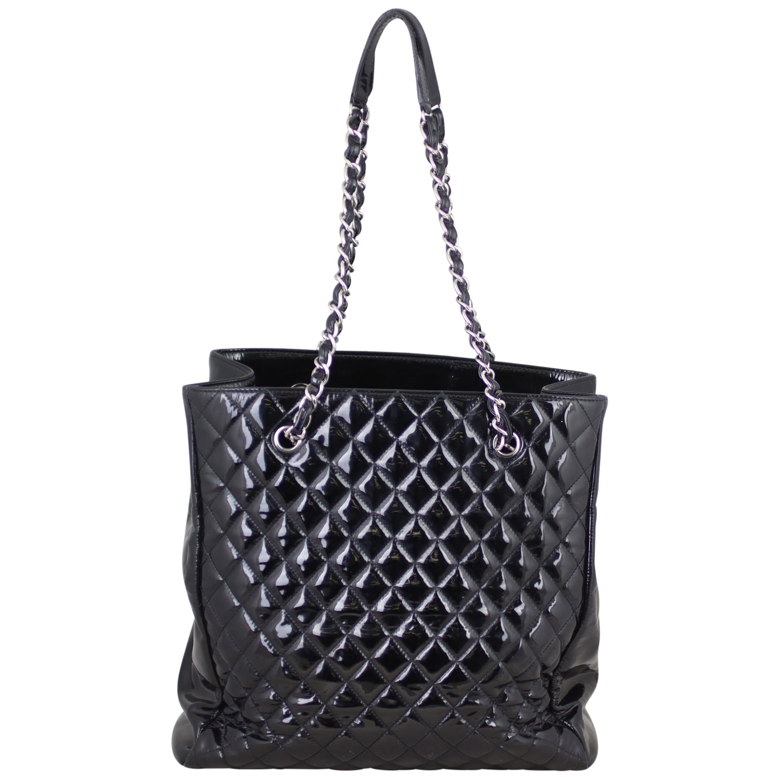 Chanel Patent Tote Leather Quilted Tote Bag