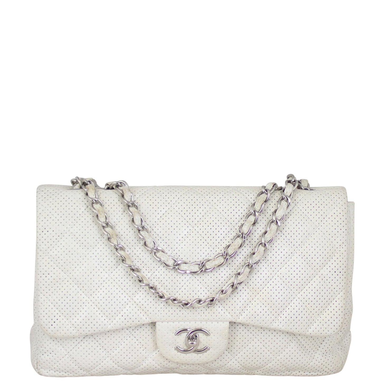 Chanel Perforated Single Jumbo Handbag Flap