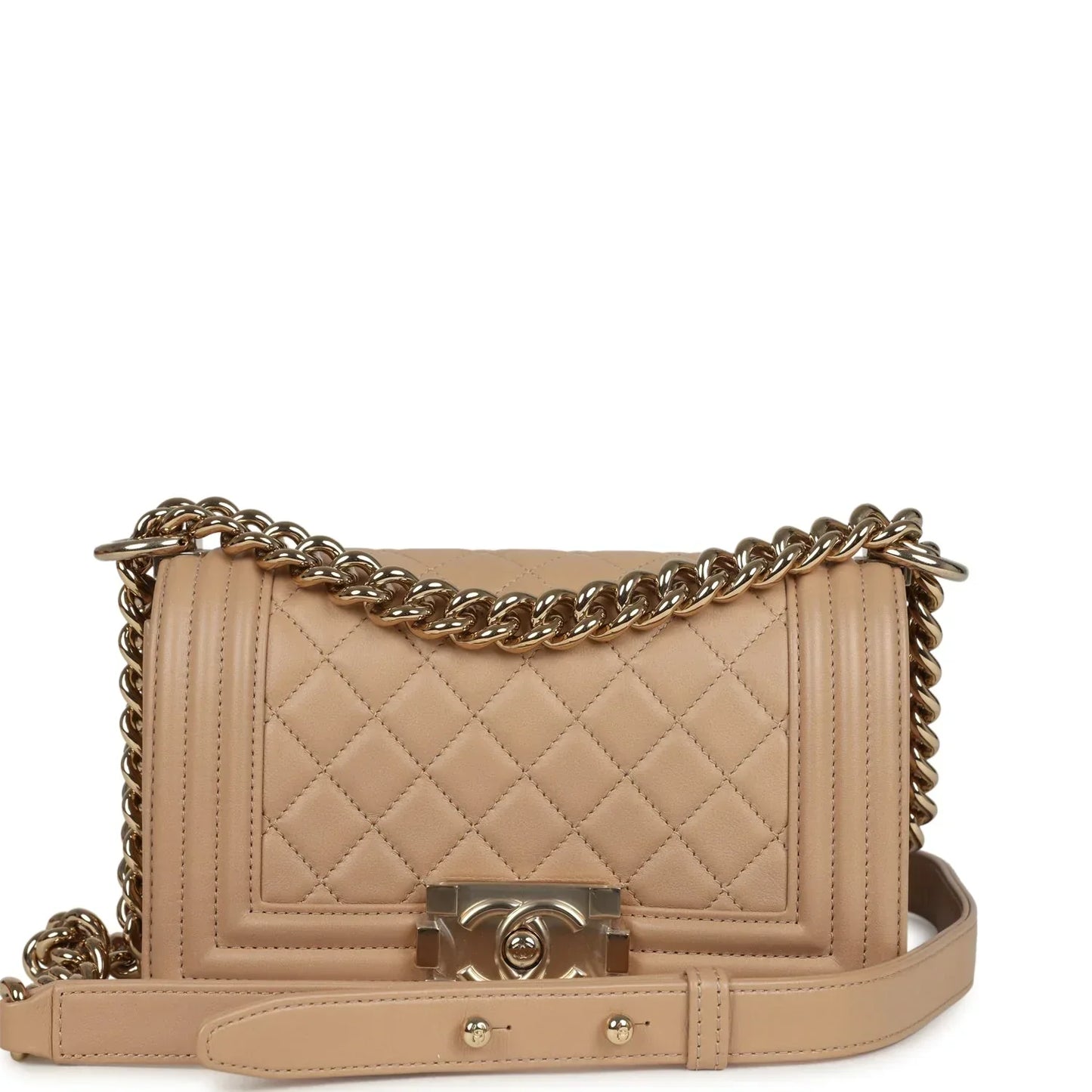 Chanel CAVIAR BOY Beige Leather Handbag