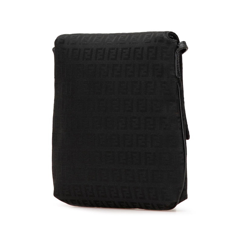 Fendi Zucchino Shoulder Bag Leather Canvas