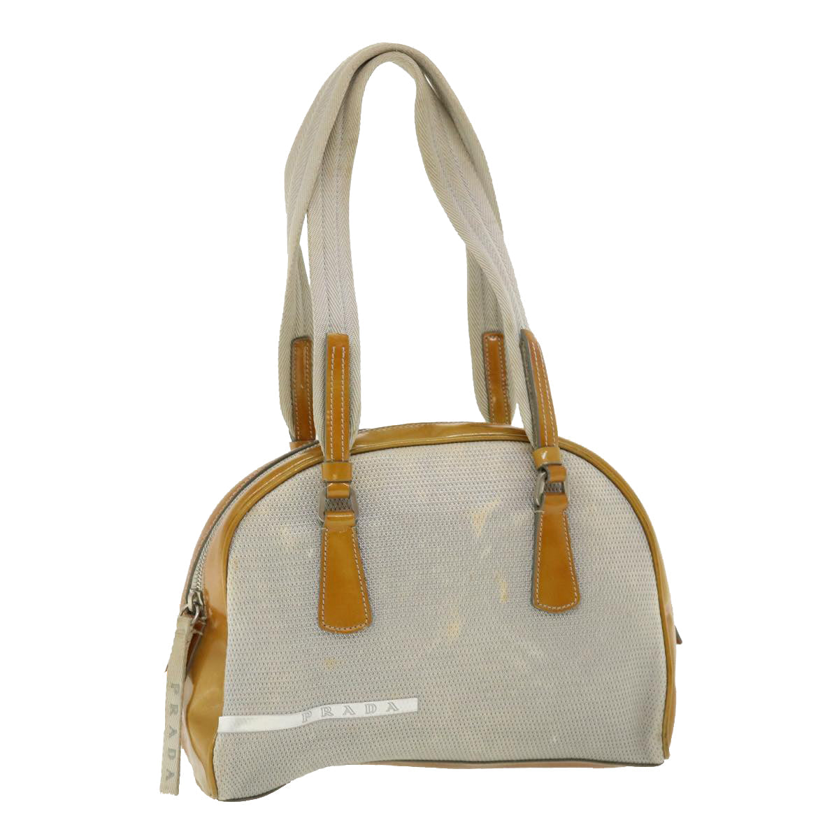 Prada Sports Shoulder Bag Leather Patent Silver